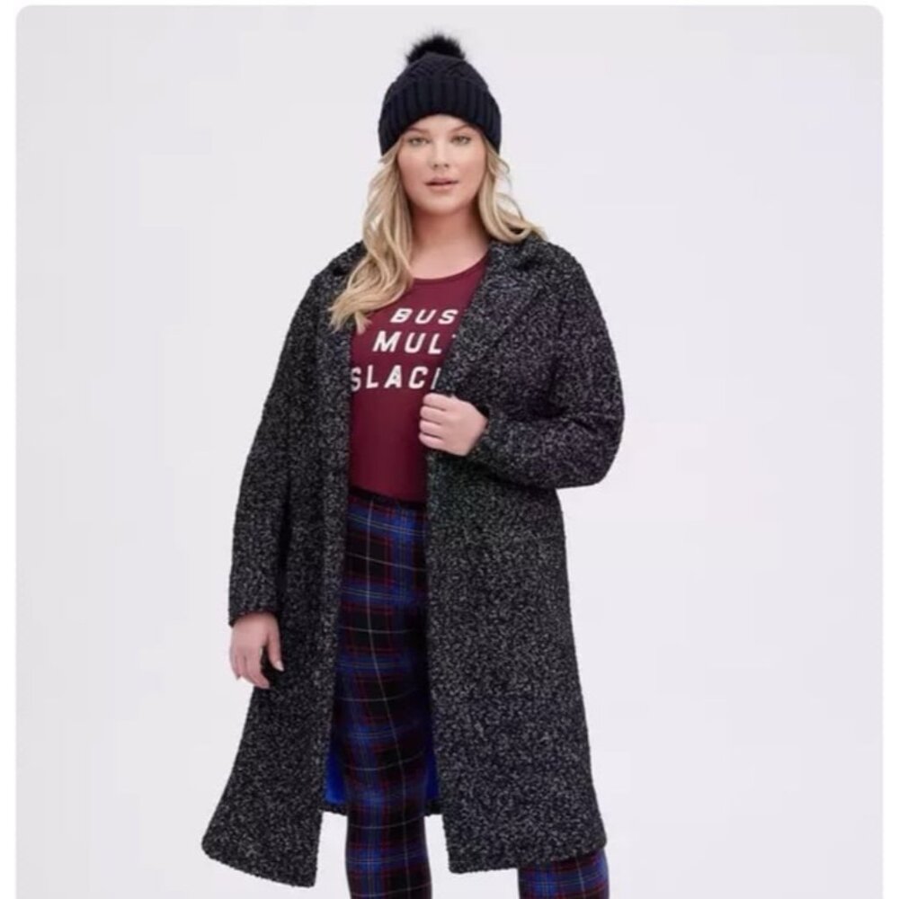 Torrid Black & White Boucle Statement Coat Size 0